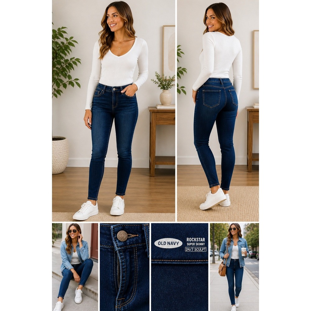Old Navy Womens Size 8 Blue Rockstar Super Skinny Jeans Sculpt Denim